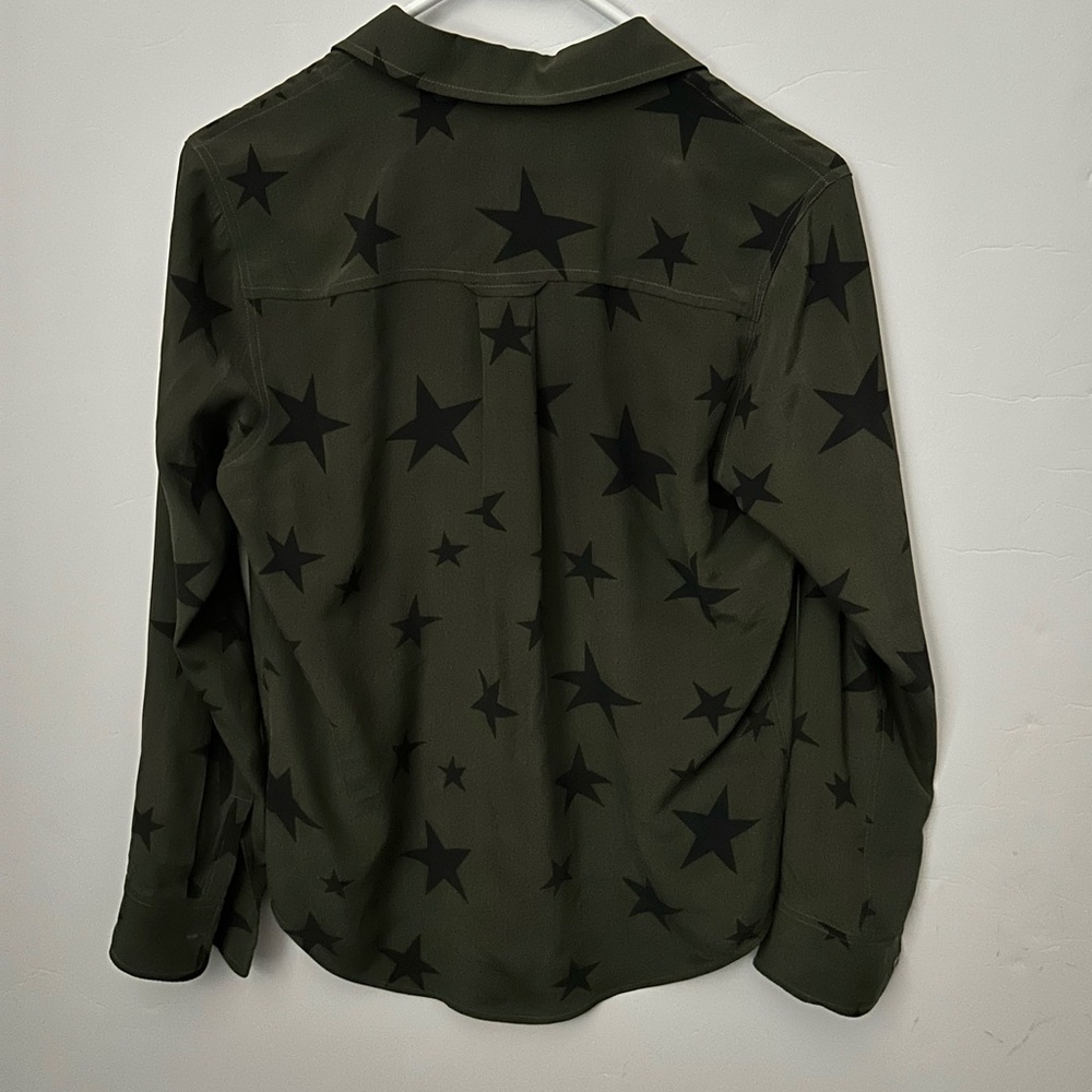 Rails 100% Silk Kate Blouse in Sage Star Print Women's Top XS - Picture 6 of 10